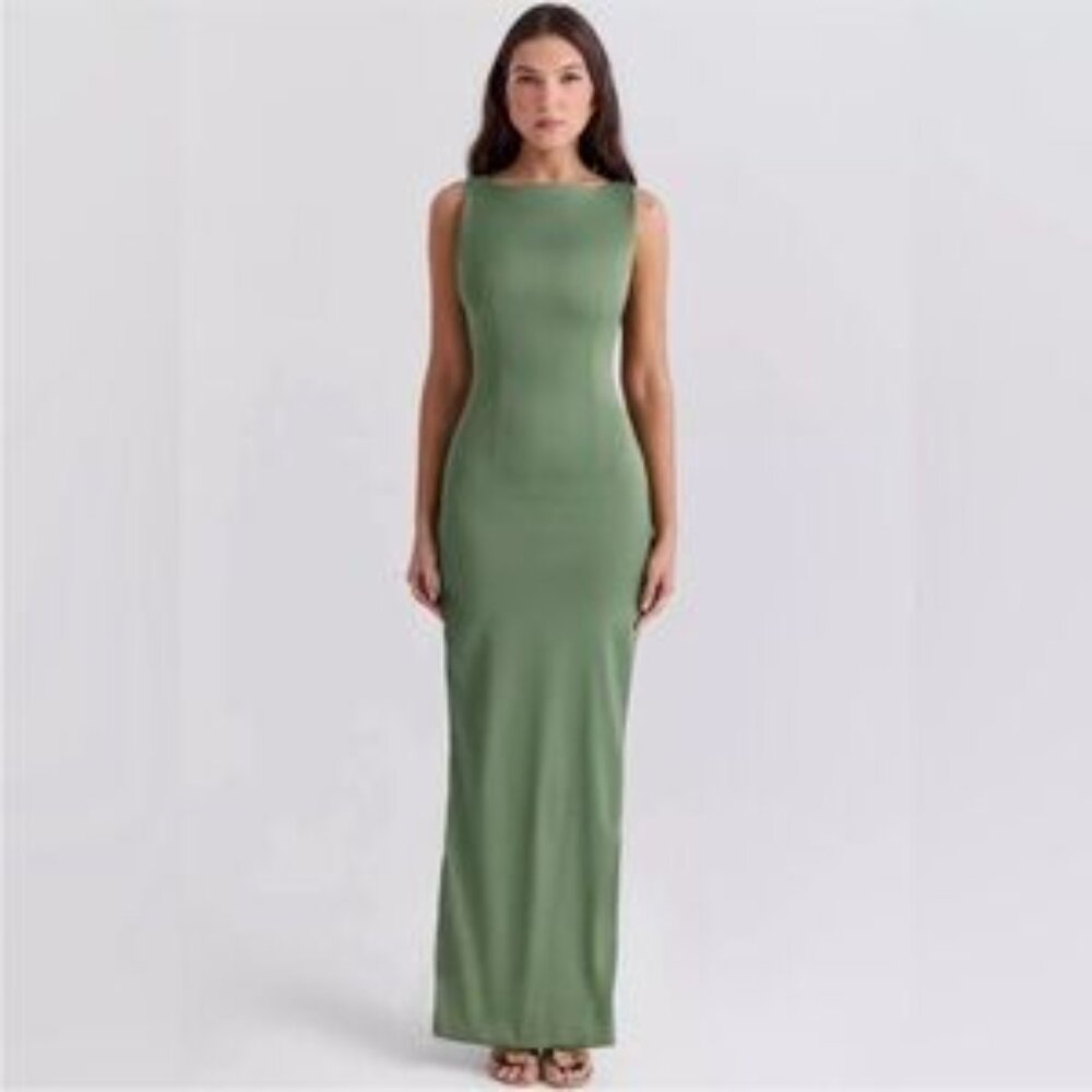 Elegant Green Sleeveless Dress